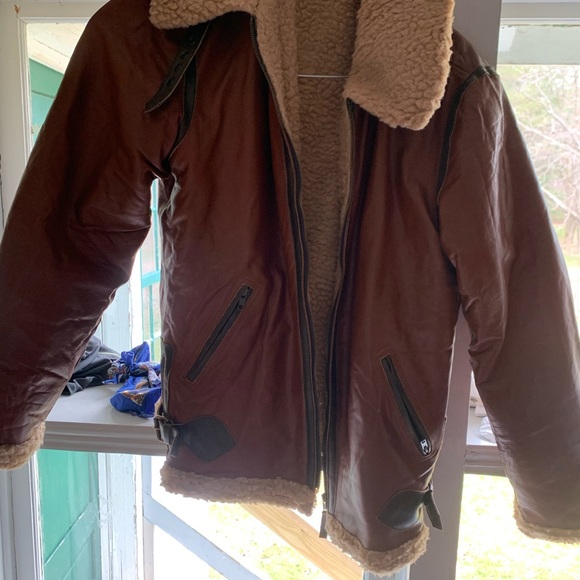 100% Sheepskin Leather & Sherpa B-52 Bomber Jacket - Picture 3 of 3